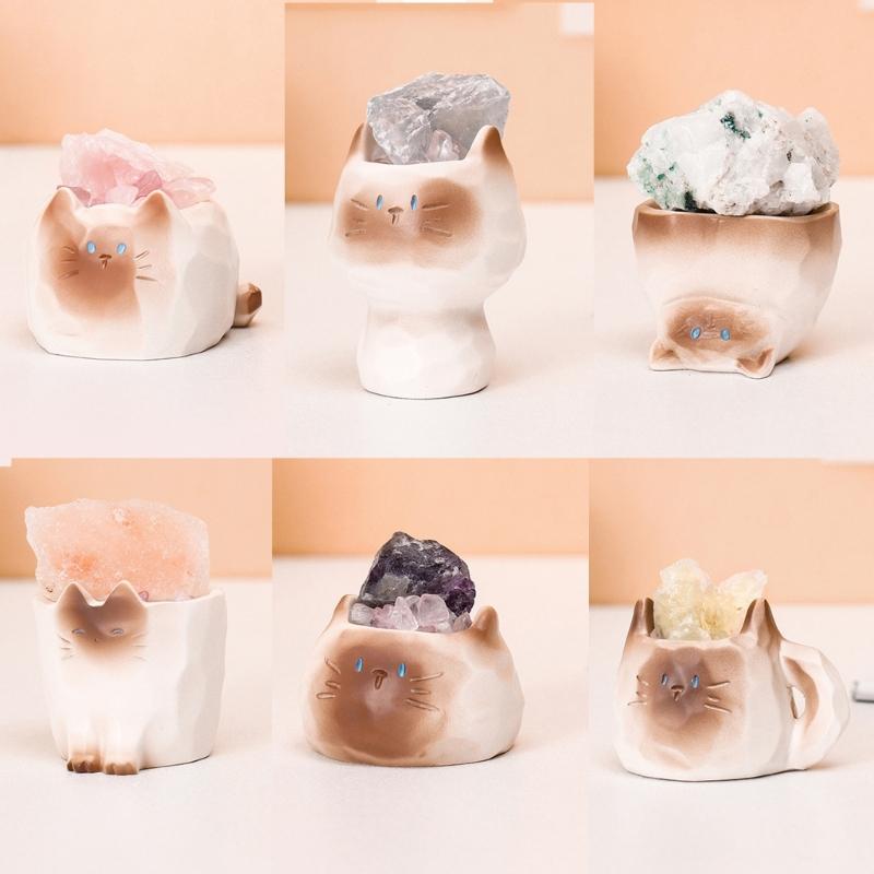 Cartoon Mystery Katzen Kristallstatue Miniatur Harz Ornament Überraschungssammlung Desktop Dekoration Zubehör Geschenk