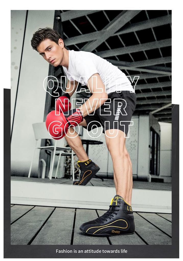 Men's Genuine Leather Boxing & Wrestling Shoes: Professional Non-Slip, Breathable Combat Footwear for Training & Competition.