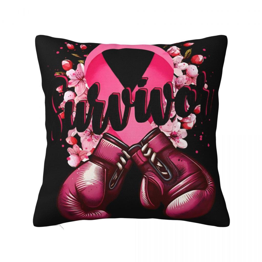Breast Cancer Awareness Ribbon Pillow Case Cushion Covers Fashion Zipper Decor Pillowcase for Car 4040cm