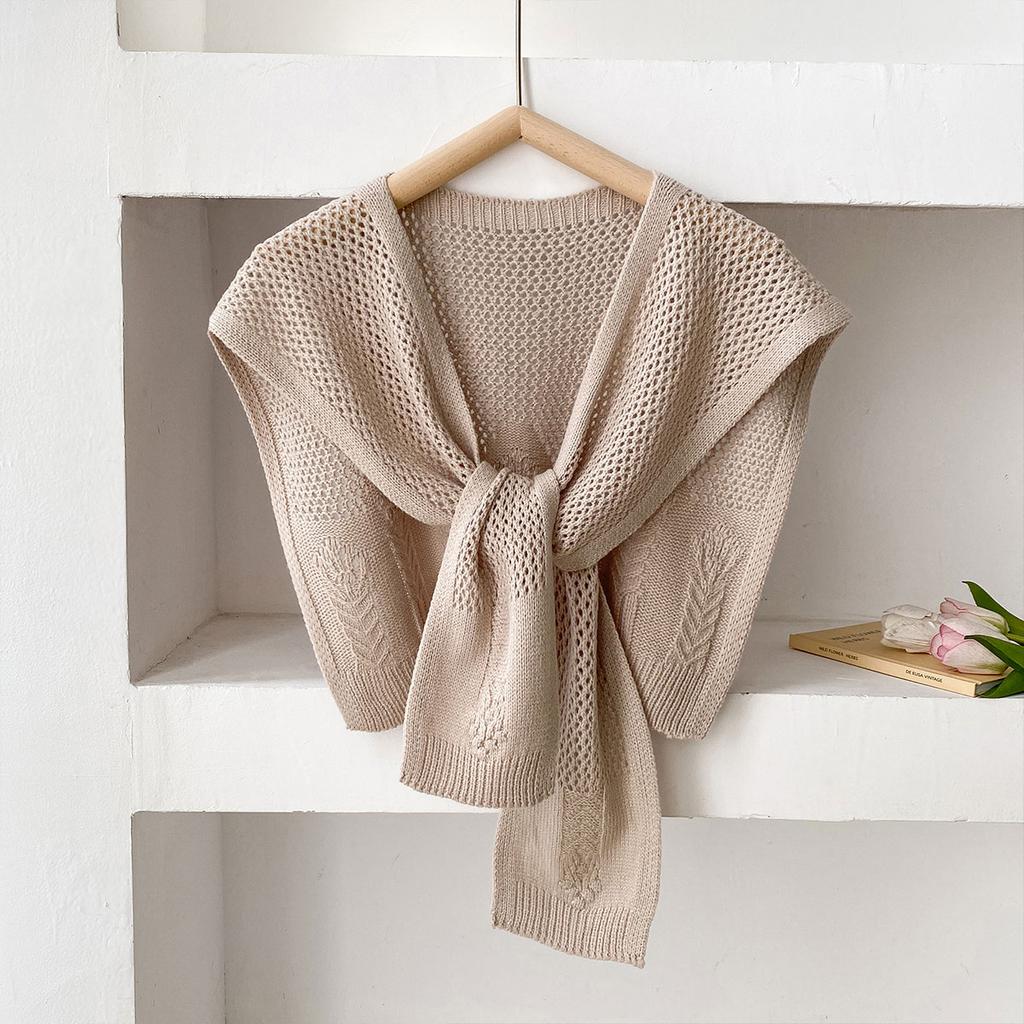 New Solid Color Knitted Shawl Scarf Women High-end Capes With Shirts Fashion Thin Neck Protectors For Spring and Autumn
