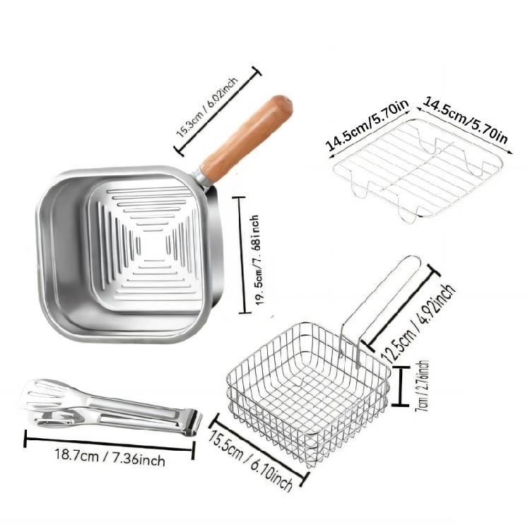Stainlessed Steel Oil Filter Pot Deep Fryers Basket Set Efficient Frying Solution Heat Resistant Handle Kitchen Appliance