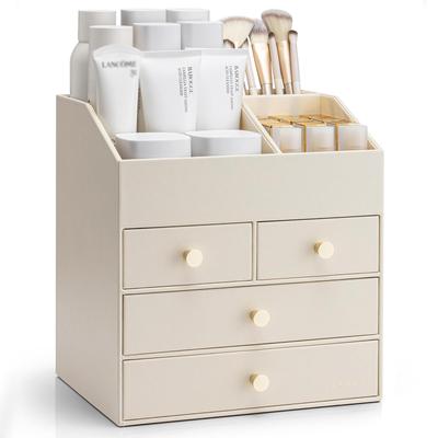 Vlando Make-up Große Kosmetische Vier für Hautpflege Make-up Kosmetik Geburtstagsgeschenk für Frauen Box, Kapazität, Aufbewahrung, Schubladen, Produkte, Lippenstifte, Pinsel,