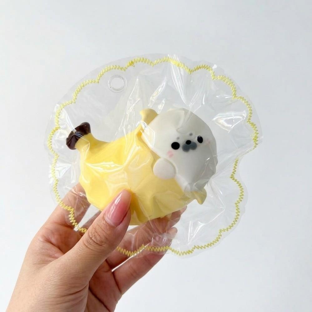 Soft Banana Seal Squishy Toy Kawaii Mini Fidget Pinch Toy Cute Animal Squeeze Toy Adult Kids