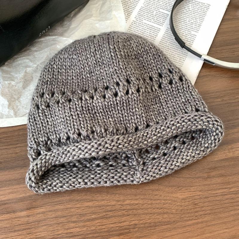 Women S Korean Style Solid Color Knit Beanie Loose Fit Warm Hat