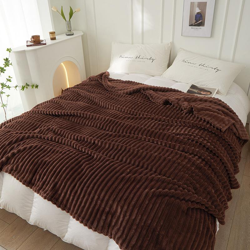Luxury Thick Milk Velvet Extra Wide Ribbed Wool Blanket Autumn And Winter Thick Kindergarten Blanket And Office Nap Blankets