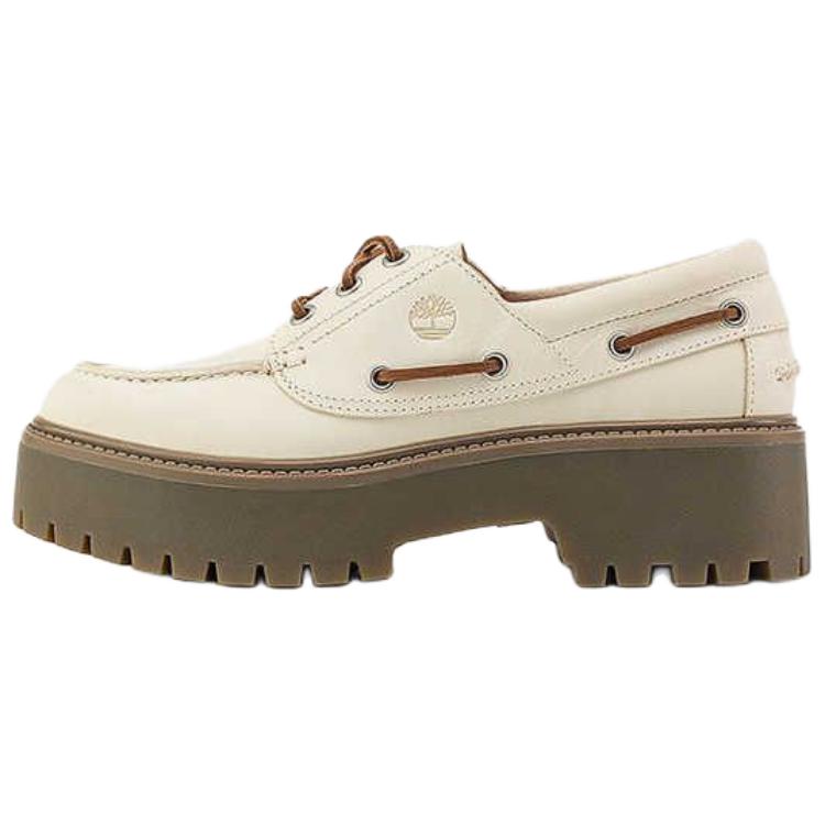 Timberland Women s Stone Street Platform Boat Shoe Ivory A2GVFEX4 37