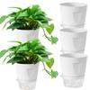 5 Pieces Self Watering Pots Grow Box Nursery Pots with Water Level Indicator for Indoor Living Room Balcony Patio Deck Porch