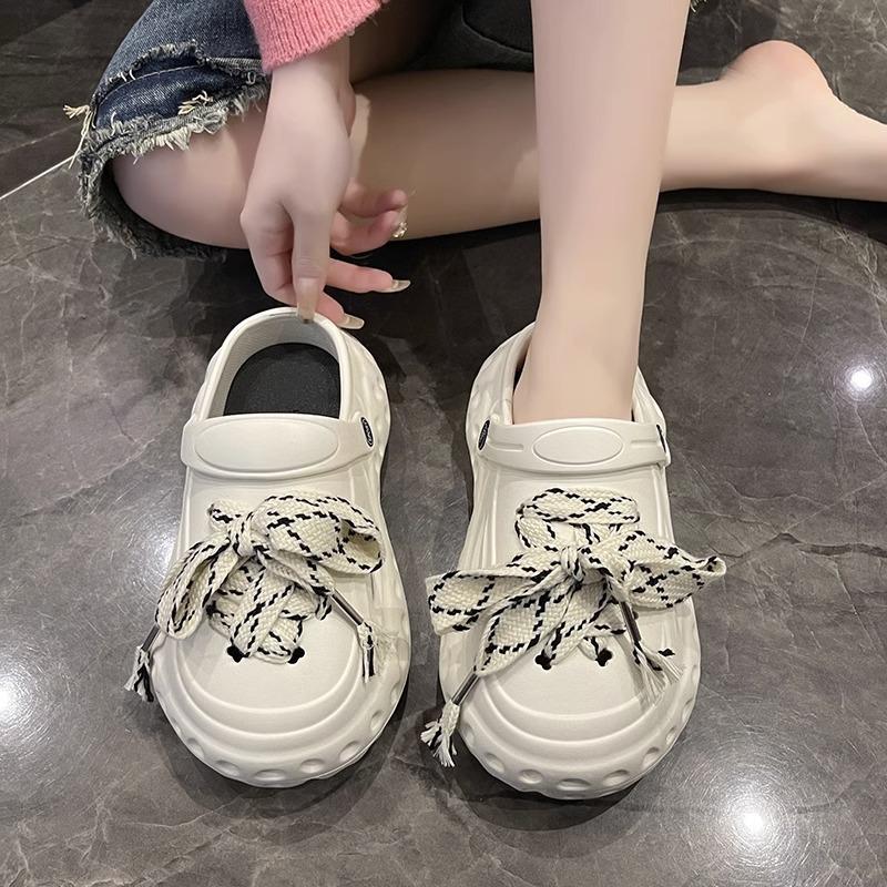 Fashion 2025 Summer Autumn Platform Slippers Woman Men Fashion Clogs With Cute DIY Dog Shoelaces Couples Indoor Street Slides Plus Size