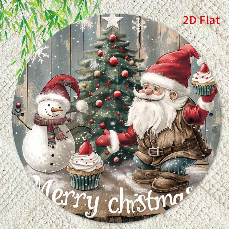 D Flat D Flat Print Fun Inspirational Quotes Retro Aluminum Wall Art Merry Christmas with Snowman and Gnome