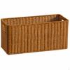 Woven Storage Baskets, Rectangular Wicker Basket with CutOut Handles, Tan Synthetic Rattan for