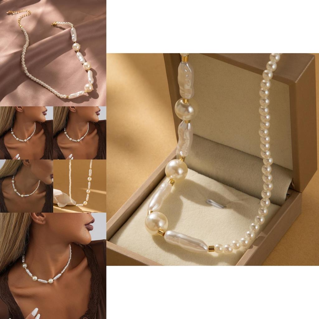 Chic Irregular Faux Pearl Necklace Modern Geometric Style For Fashionable Women Jewelry