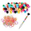50pcs Mix Colors Silicone Hair Beads for Braids with Rubber Bands and Beader for Braiding DIY Bracelets Necklace Crafts