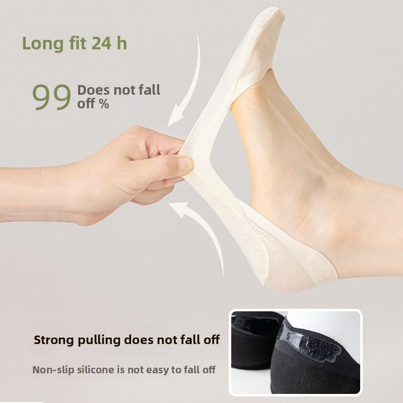 5 Pairs of Women's Summer Thin Non-slip Heel Shallow Mouth Invisible Socks