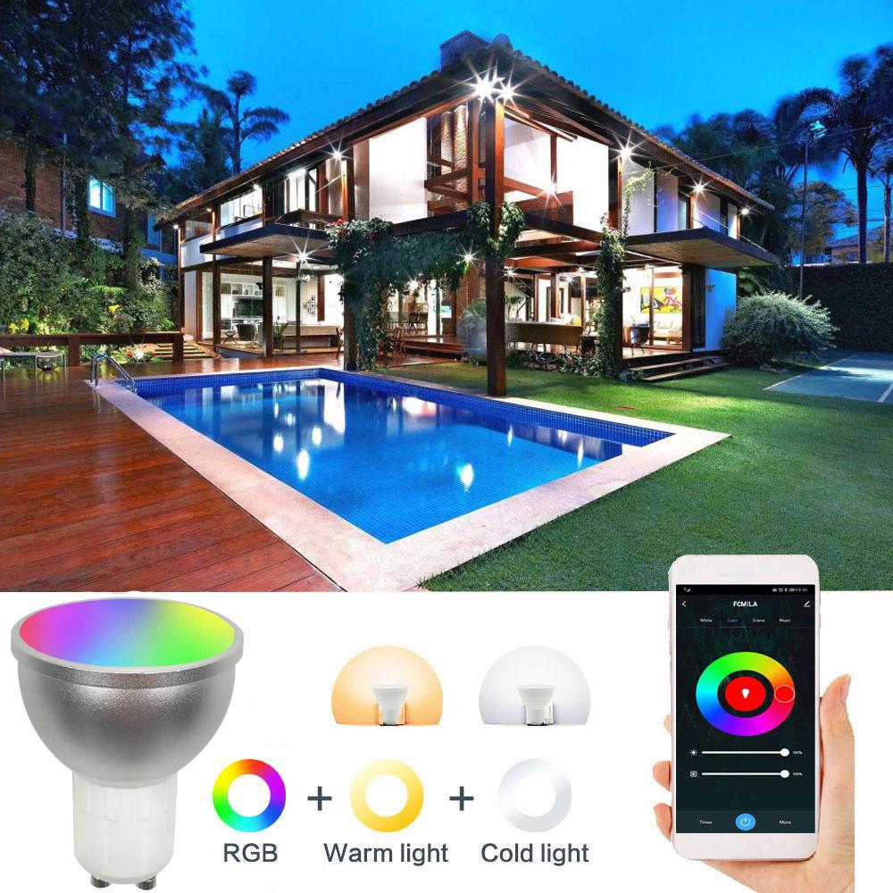 Voice-Controlled Smart GU10 Spotlight: RGBCW Dimming, Color Tuning, Alexa & Tuya WiFi Compatible