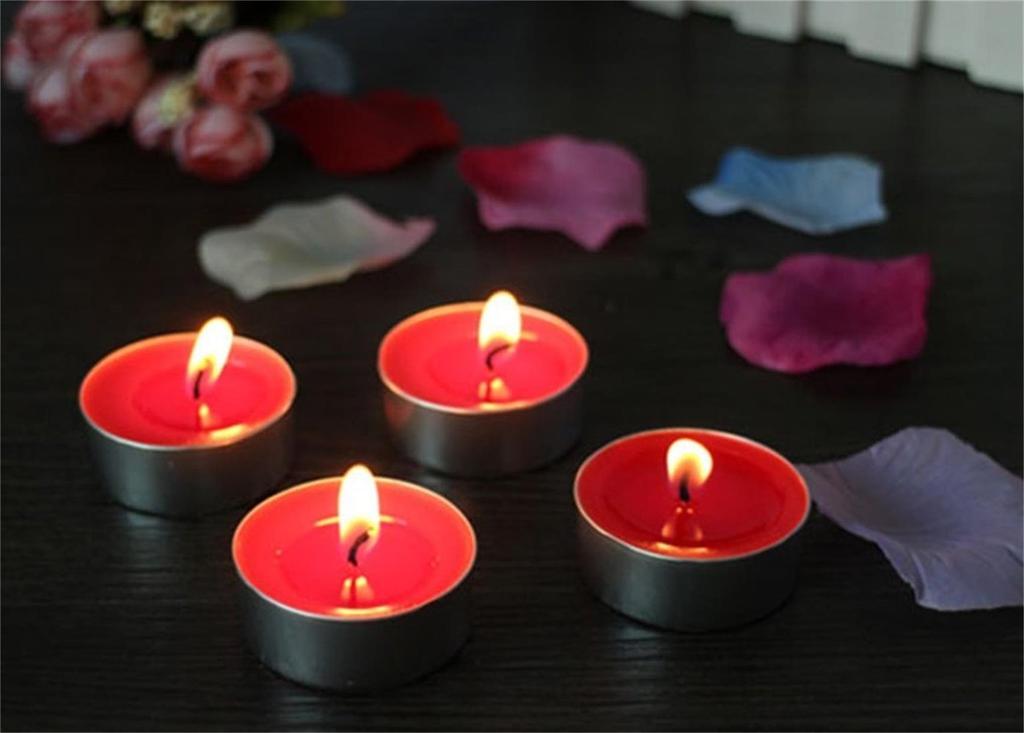Hwagui Tealight Candles, Aluminum Cups, 50 Tea Candles, Commercial Grade, Unscented, Burn Time: 2-8 Hours or More (4hO-red)