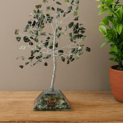 Moss Agate Crystal Tree Orgonite Base 160 Gemstones