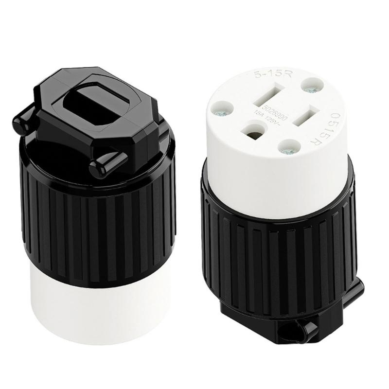 Industrial 2Pole Female Plug NEMA 5 15P Straight Blade 125V 15A Grounding Ergonomic Cord Outlet