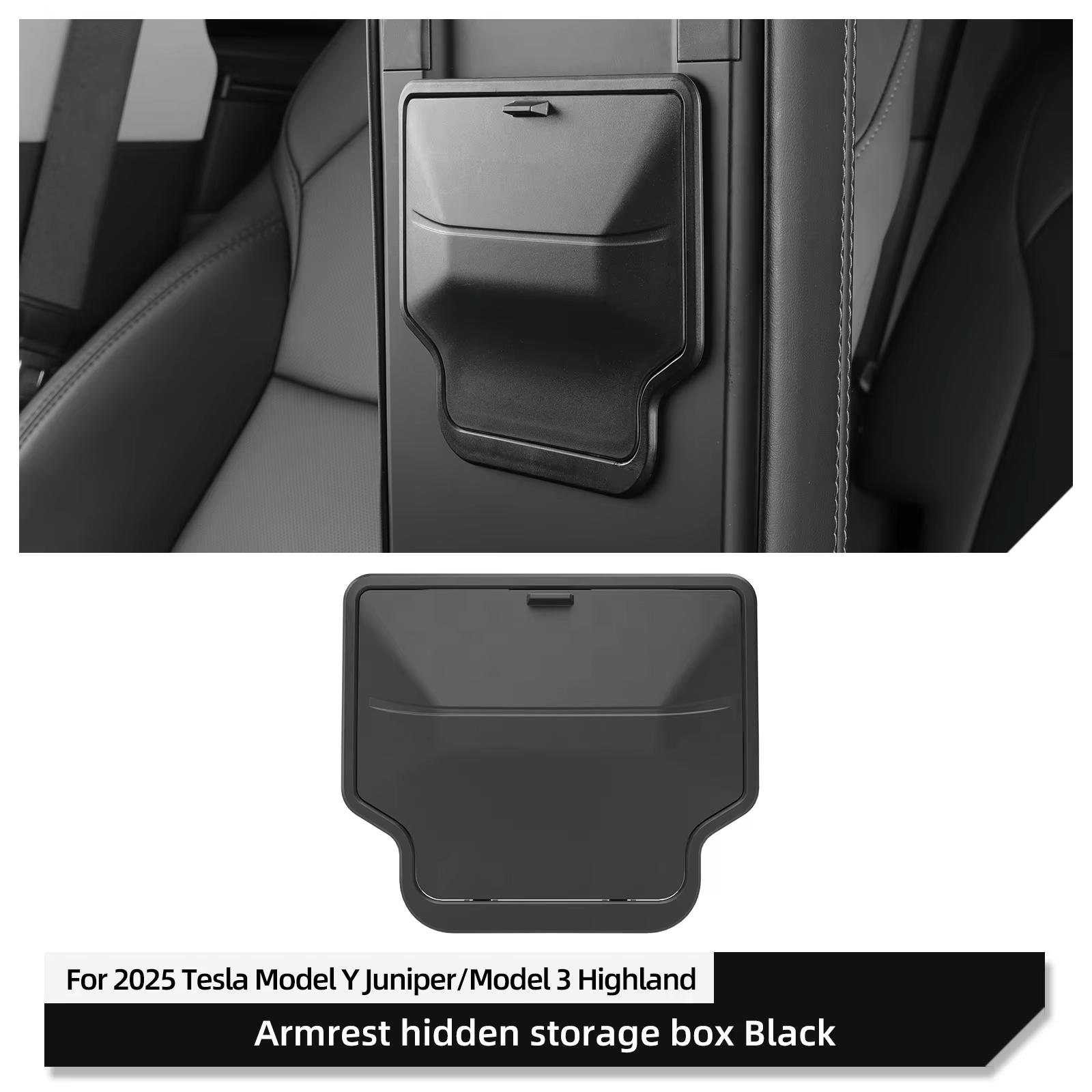 

for Tesla Model Y Juniper/Launch 2025 Car Armrest Box Hidden Storage Box Model 3 Highland 2024-2025 Center Console Storage Case чёрный