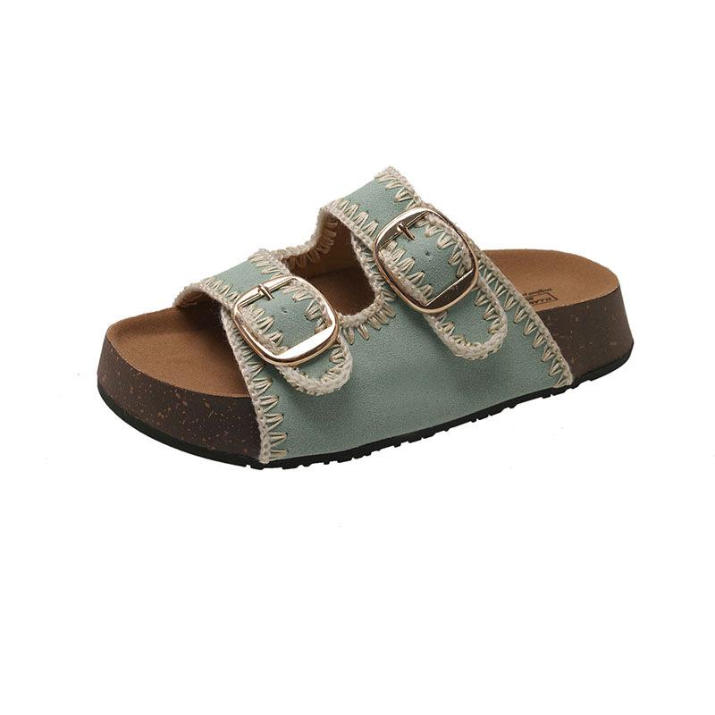 

Muffin thick-soled heightening Birkenstock cool slippers women s 2025 new summer outer wear one-word belt casual beach shoes slippers 35