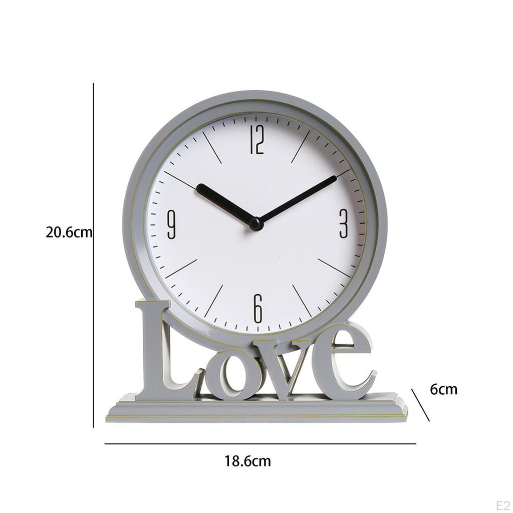 Decorative Love Word Desk Clock Non Ticking Ornament for Living Room Office , Flat Bottom Protects