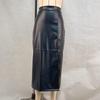 High Waist Leather Slit Midi Skirt - European & American Style, Slimming Bodycon, Solid Color