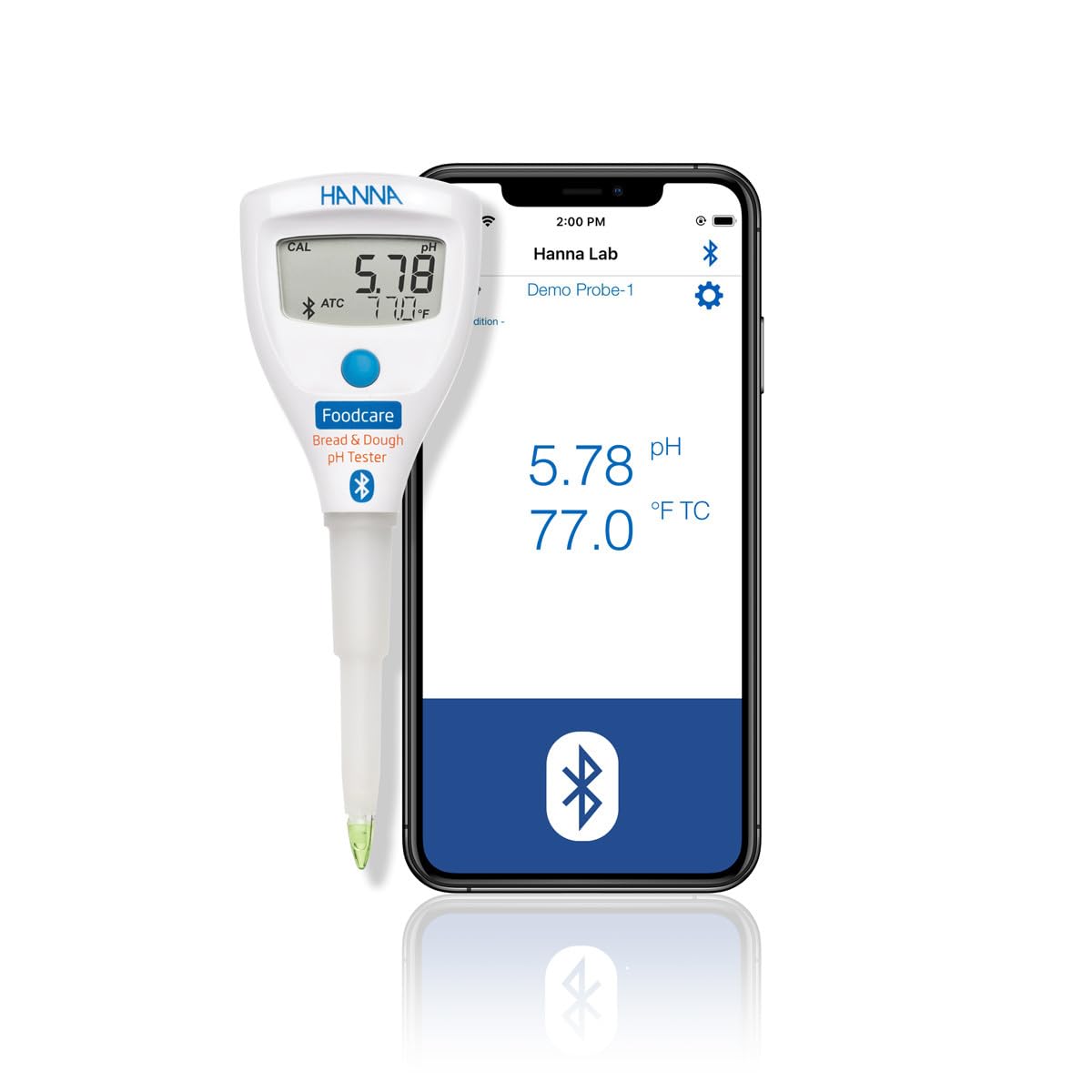

Hanna Instruments Japan HALO2 Wireless pH Tester HI 9810382 [Bread Dough] білий