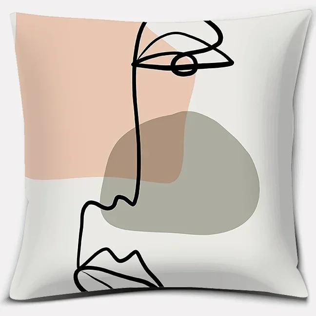 Home Decor Car Sofa Cushion Cover Abstract Face Collection Print Square Pillowcase