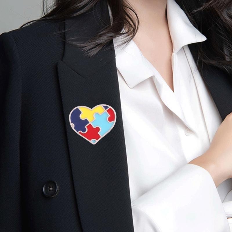 Broches de Esmalte Quebra-Cabeça Autismo Broches de Broche Autismo Broche de Lapela de Esmalte Quebra-Cabeça Arco-Íris Broche de Metal para Mochilas Bolsa