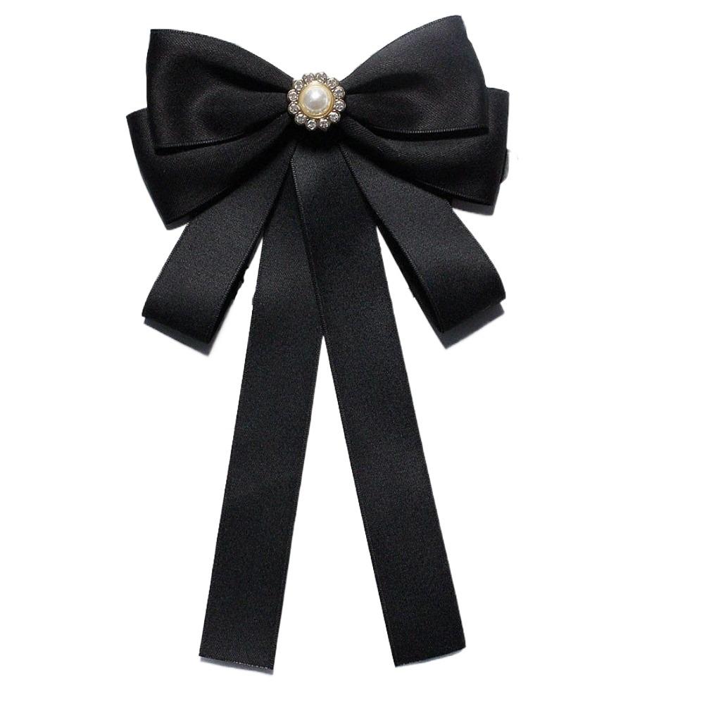 Back Pin Memorial Black Ribbon Brooch DIY Badge Accessories Rhinestones Bowknot Brooches Queen Mother Black Bow Ties