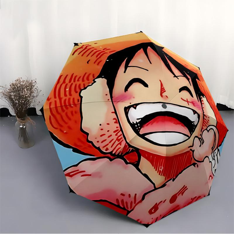 1PC One Piece, Luffy Automatic Open/Close Umbrella, 8-Rib Sturdy Frame, Lightweight Portable Umbrella, Commute, Business - Ideal Gift for Friend, Vibr