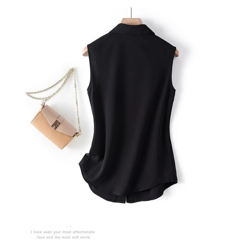 Sleeveless Summer Women Shirt Fashion Casual Loose Top Base Vest Elegant Lapel Office Streetwear Slim Fit Solid Color Blouse Basic Clothing