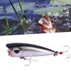 Artificial Fishing Hard Bait Treble Hook Floating Popper Fishing Lures Accessory (Silver+black)