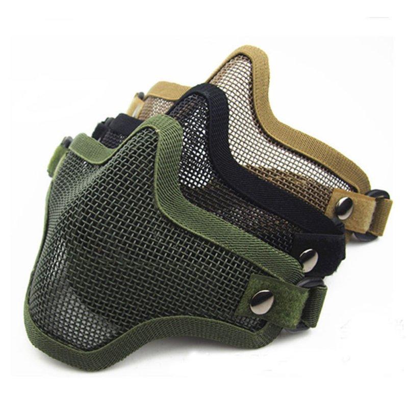 Outdoor Protective Mask Metal Mesh Camouflage Tactical Half Face Guard