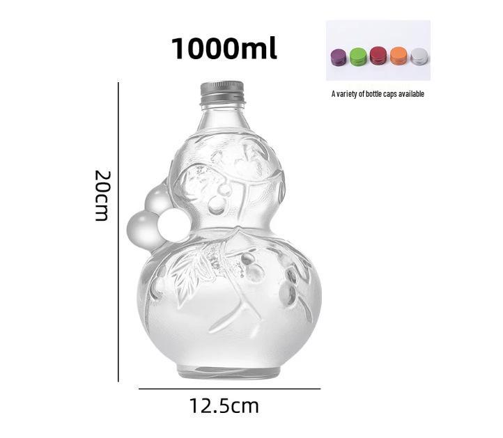 High-Value Blessings & Wealth 500ml Transparent Thick Glass Fruit Wine Bottle