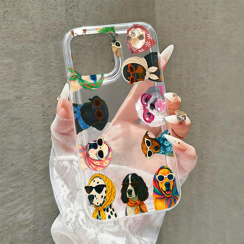 Transparent Phone Case For iPhone 11 12 13 14 15 16 17 Pro Max Mini X XS XR XS Max 8 7 Plus 17E 16E Air with Dog Patterns Cover