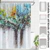 Abstract Leafless Trees Shower Curtain - Vibrant Brushstroke, Dynamic Sky Backdrop, 12 Hooks, Machine Washable Polyester