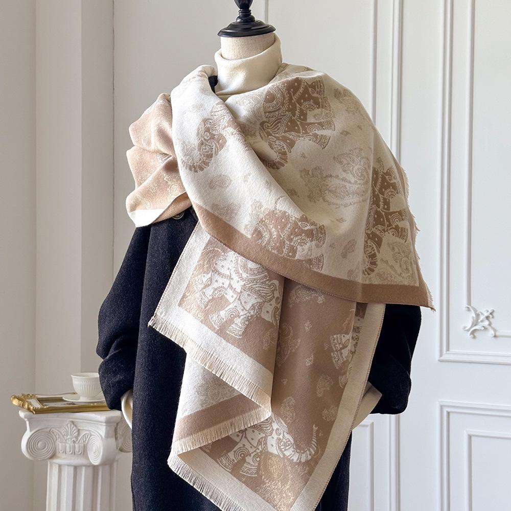 New Autumn and Winter Warm Thickened Cashmere Imitation Scarf Women Dignified Atmosphere Air Conditioning Shawl Scarf