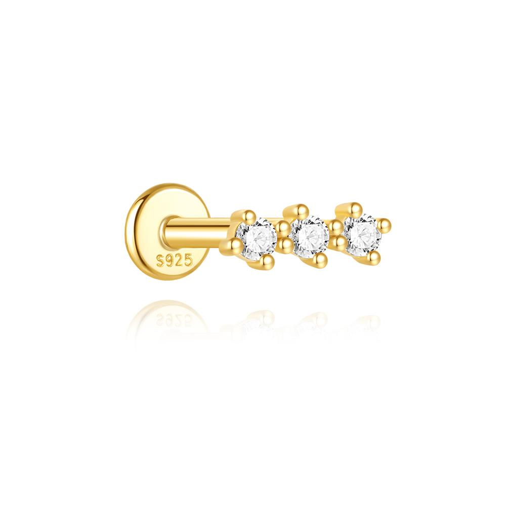 AIDE Coração Bola Redonda Hélice Plana Brinco Piercing Prata Esterlina 925 Tarraxas Geométricas Zircônia Exquisite Adorno Tarraxas Brincos