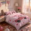 3pc Valentine's Day leopard print car print coreless duvet cover set multi size bedroom dormitory bedding holiday decoration