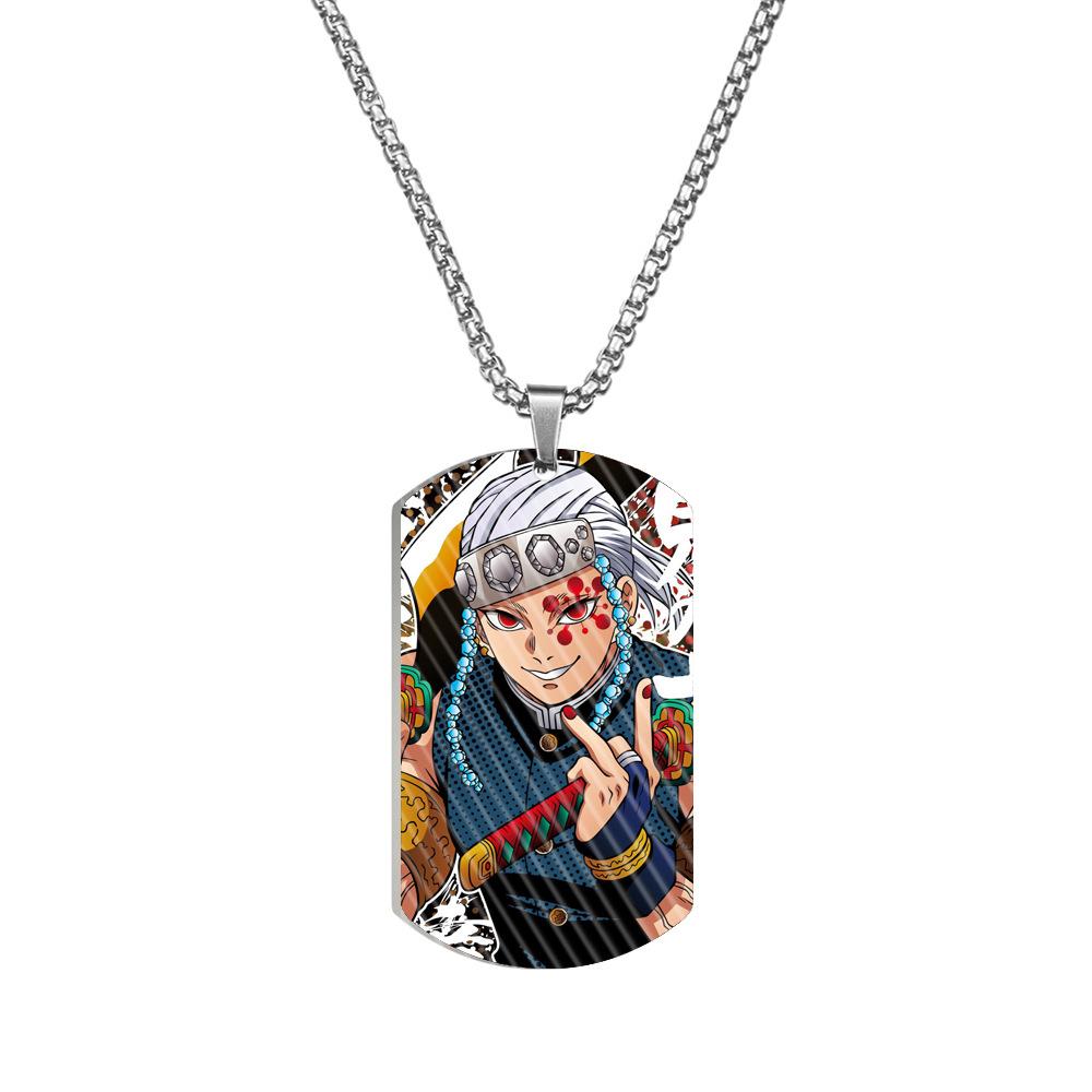 Demon Slayer Kimetsu No Yaiba Tanjiro Nezuko Stainless Steel Color Printed Dog Tag Necklace Anime Cosplay Accessory Gift For
