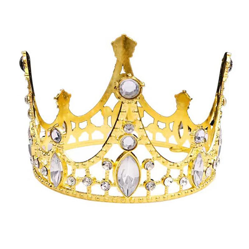 Children's Birthday Crown Tiara Baroque Alloy Ornament Full Circle Crown Cake Decoration