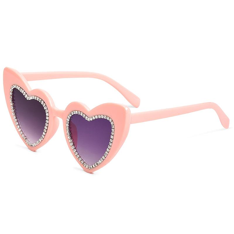 New love diamond-set peach heart love European and American trend sunglasses stage party festival photo sunglasses women