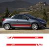 Boczne drzwi samochodu graficzne etykiety winylowe sporty wyścigowe długa spódnica naklejki dla Peugeot 206