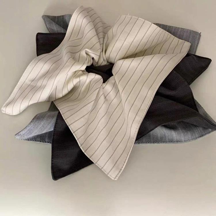 Korean style striped fabric square scarf large intestine hair tie women's new temperament low ponytail head rope high-end hair accessories