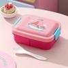Three Compartment Plastic Lunch Box, Portable Lunch Box, Microwave Heatable Cartoon Lunch Box