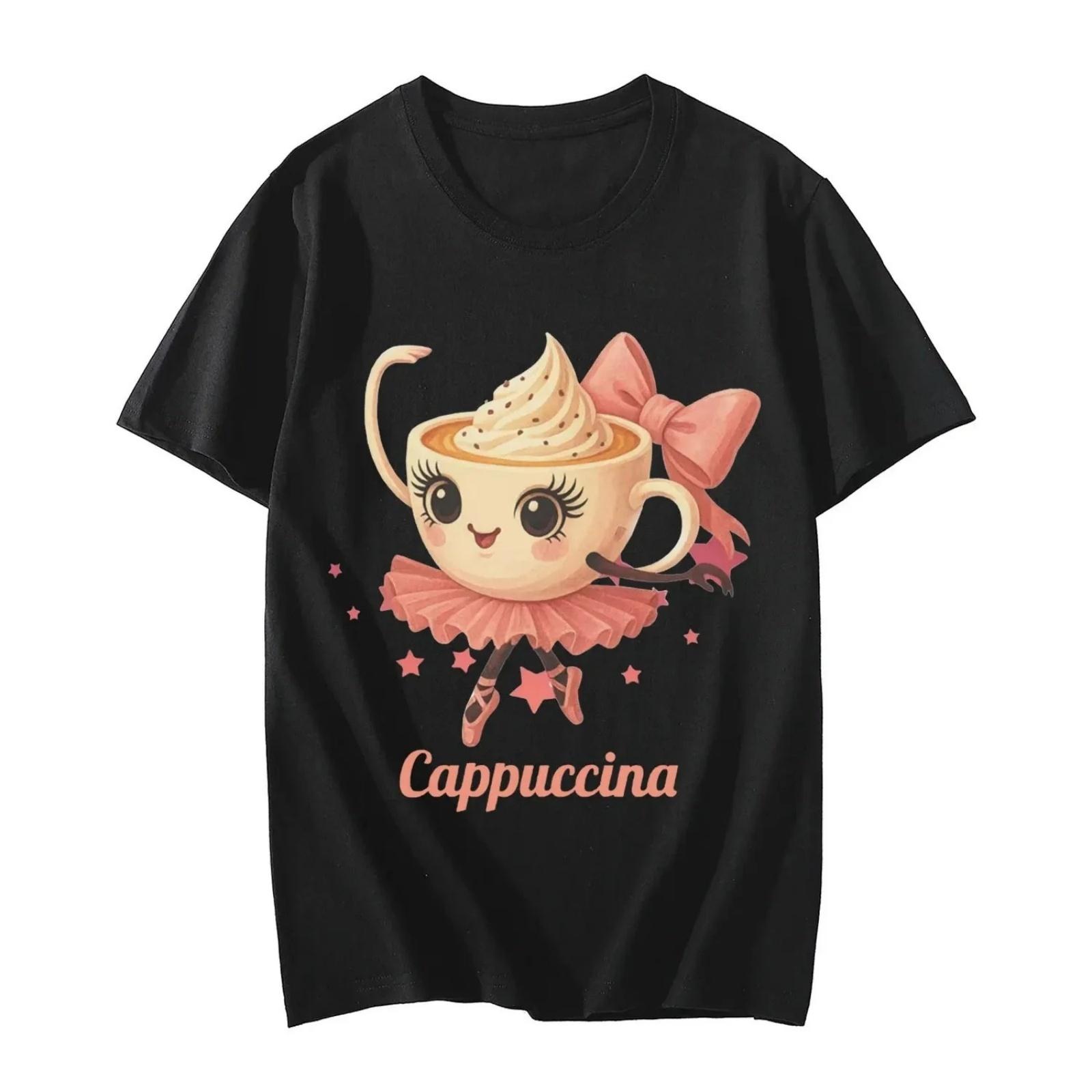 Balerin Cappuccino T-Shirt Komik İtalyan Brainrot Meme T Gömlek Erkek Kadın Giyim Moda Y2k Estetik Kısa Kollu T-Shirt Vintage XXXXXL разноцветный