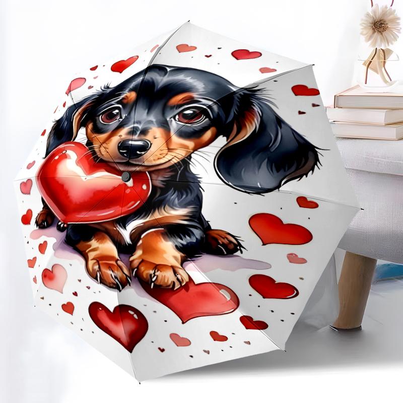 1pc Sturdy 8-Bone Auto Umbrella, Yorkshire Terrier Dog Umbrella, Digital Printed, Foldable Umbrella for On-the-Go Outdoor Use