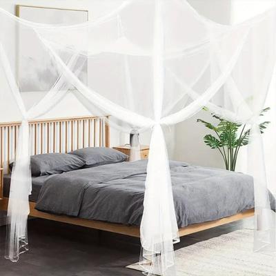 Breathable Mosquito Net Canopy 4 Corner Post Drape Netting For Full/Queen/King Indoor Outdoor