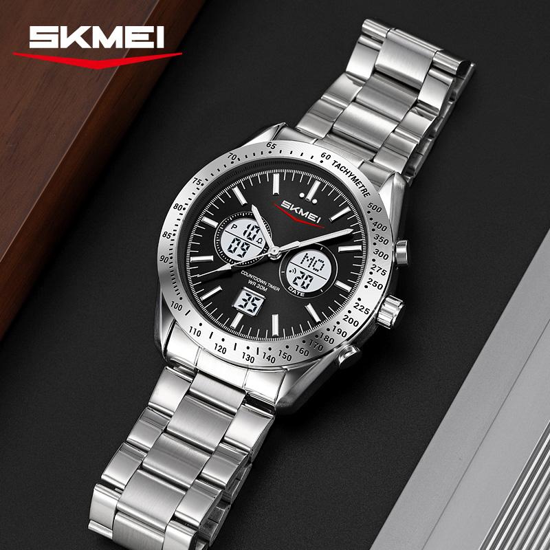 SKMEI 2503 Reloj Hombre New Luxury Business Men's Sports Digital Watch Dual Display Waterproof Electronic Multifunctional Clock