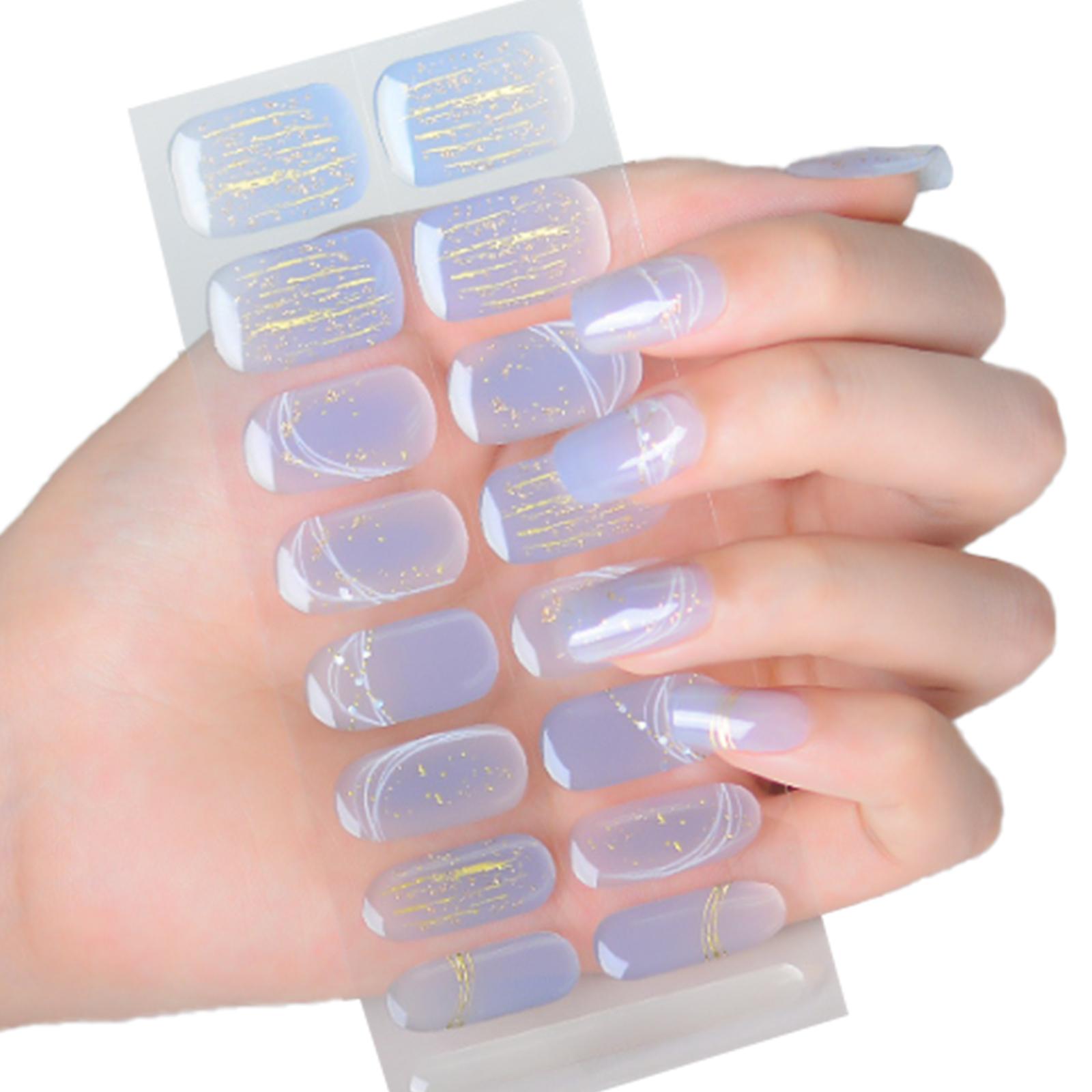 

Полуотвержденные гелевые наклейки для ногтей УФ/светодиодная лампа Требуется гель-лак для ногтей Обертывания Модный дизайн Гелевые наклейки для ногтей для женщин I